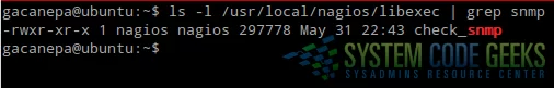 Figure 1: Checking the presence of the check_snmp plugin