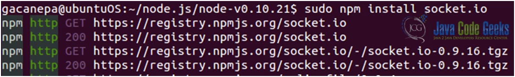 Figure 2:Nginx Websockets proxying guide: Installing the socket.io library